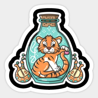 Cute Baby Tiger in a Genie Bottle art Sticker